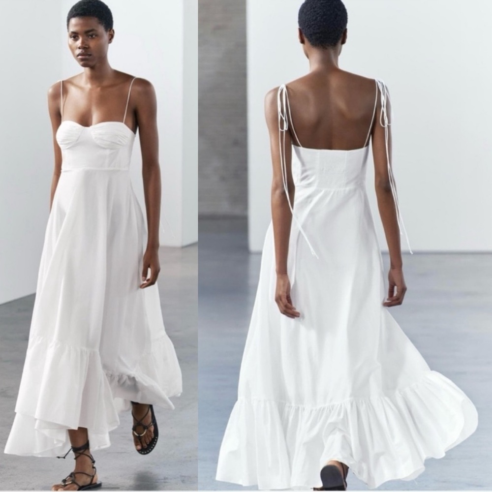 ZARA ZW COLLECTION RUFFLED POPLIN DRESS - Picture 16 of 17